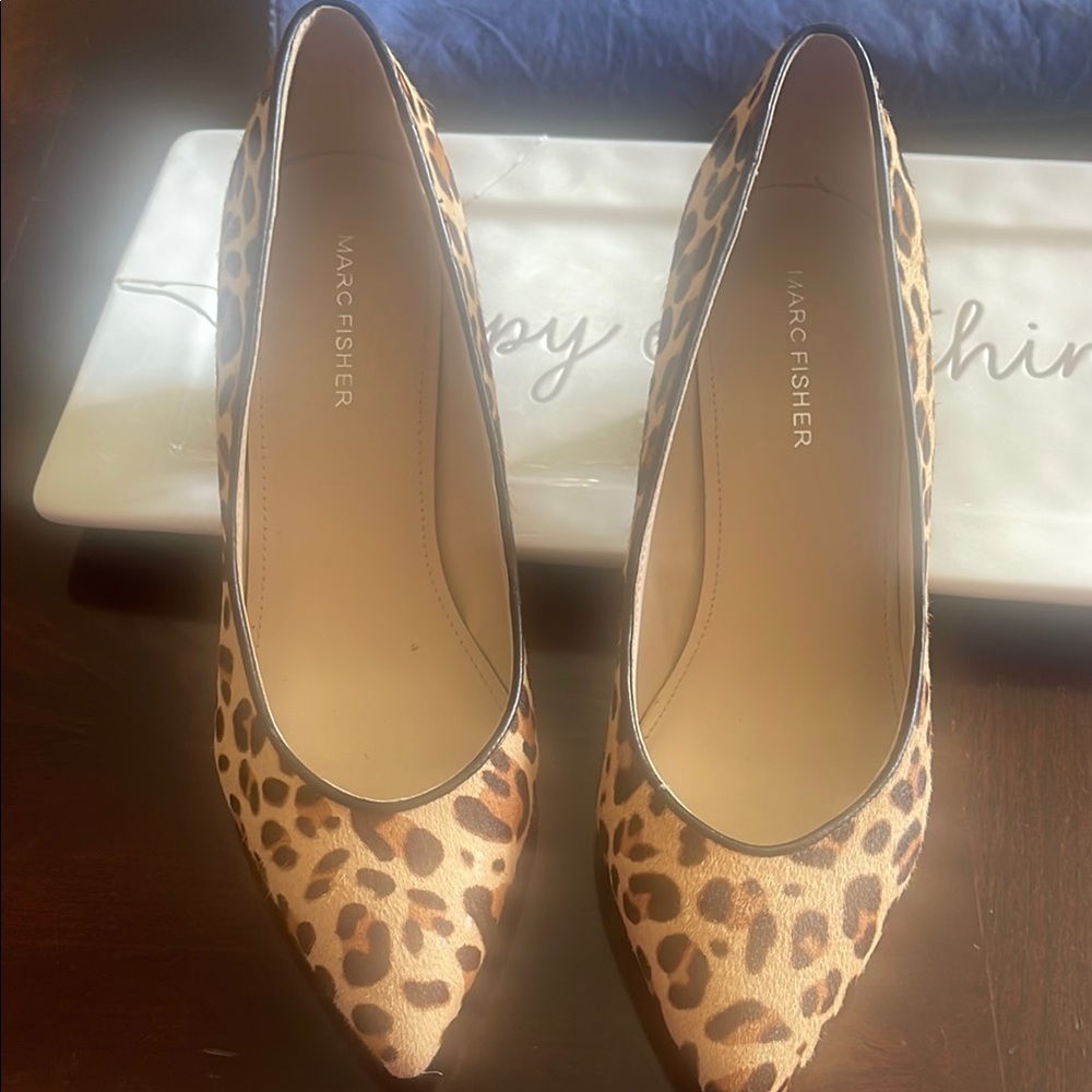 Marc Fisher Leopard Print Heels in Brown and Black